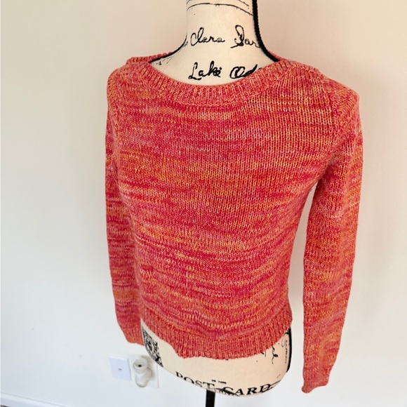 525 America Sweater knit Boat Neck Ombré Orange Multicolor Sz Xs Grandpa core - Picture 4 of 15